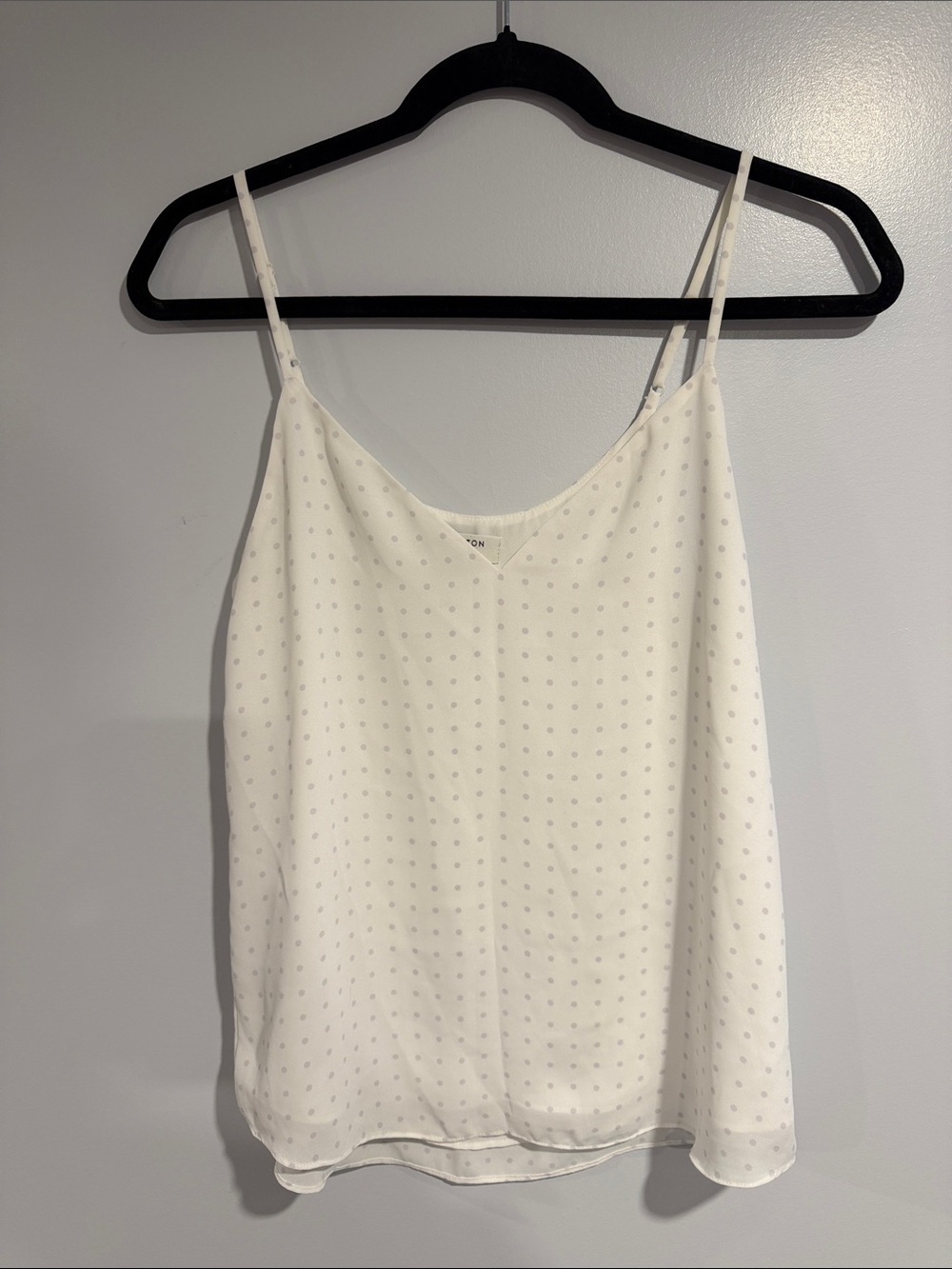 Aritzia Babaton White Polka Dot Spaghetti Strap Cami